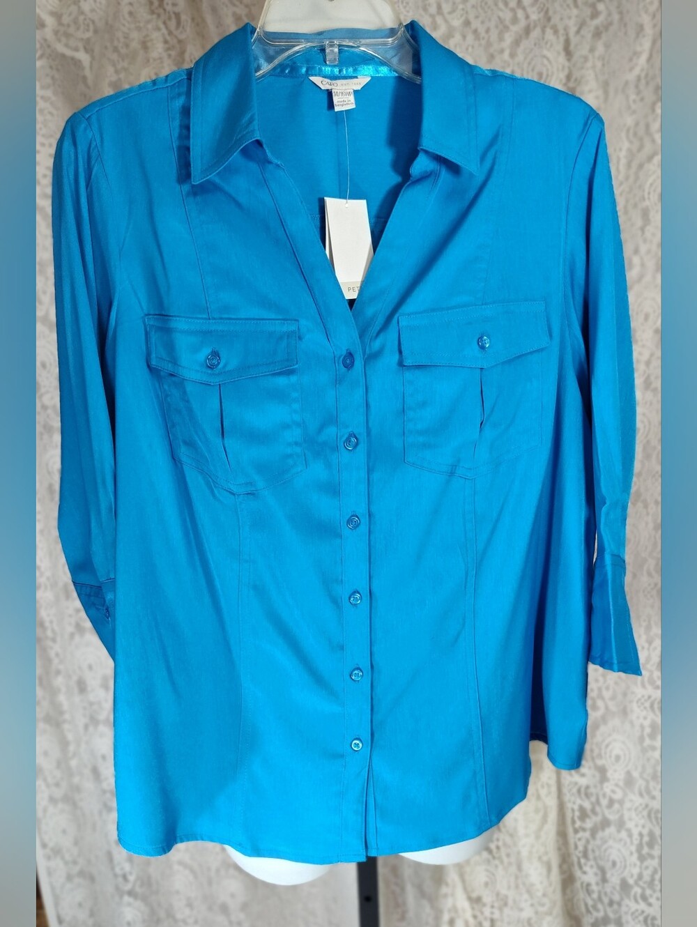 Bright Closinne Blue Button-Front Top Shirt